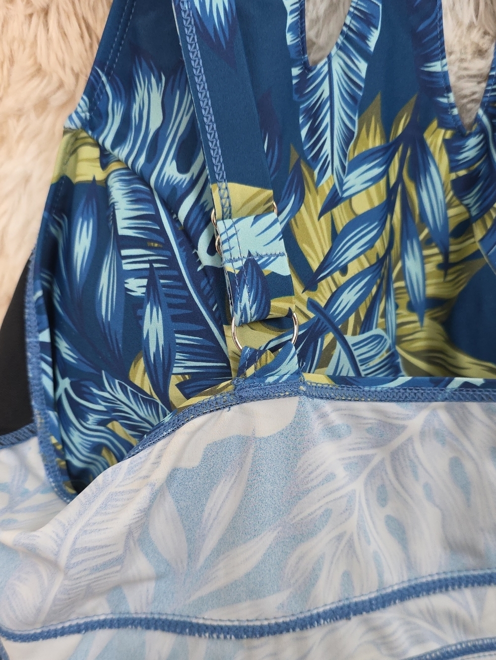 *Septangle Blue Tropical Leaf Tankini Swim Top Estimated Small - Picture 11 of 11